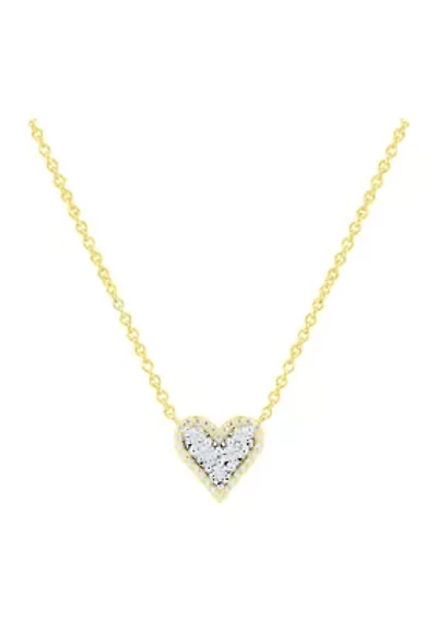 1/10 ct. t.w. Diamond Heart Necklace in Gold Over Sterling Silver