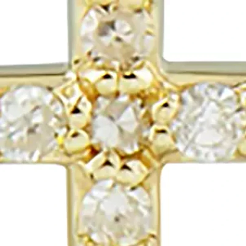 1/8 ct. t.w. Diamond Cross Earrings in 10k Yellow Gold