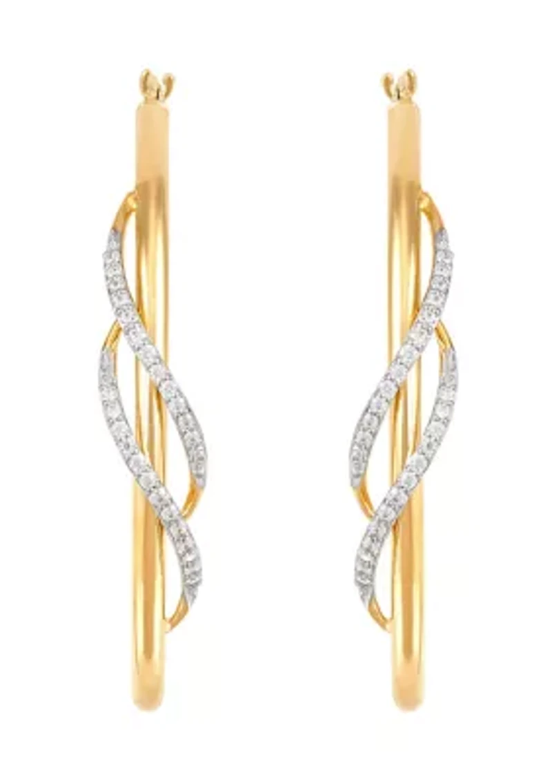 1/5 ct. t.w. Diamond Hoop Earrings in 10K Yellow Gold