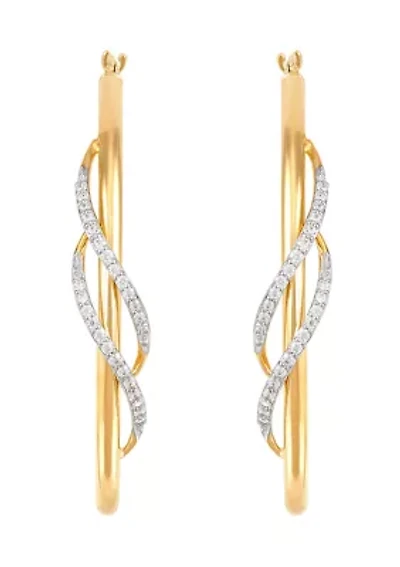1/5 ct. t.w. Diamond Hoop Earrings in 10K Yellow Gold