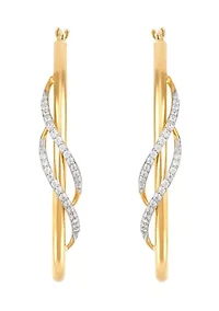 1/5 ct. t.w. Diamond Hoop Earrings in 10K Yellow Gold