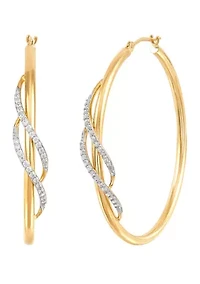 1/5 ct. t.w. Diamond Hoop Earrings in 10K Yellow Gold