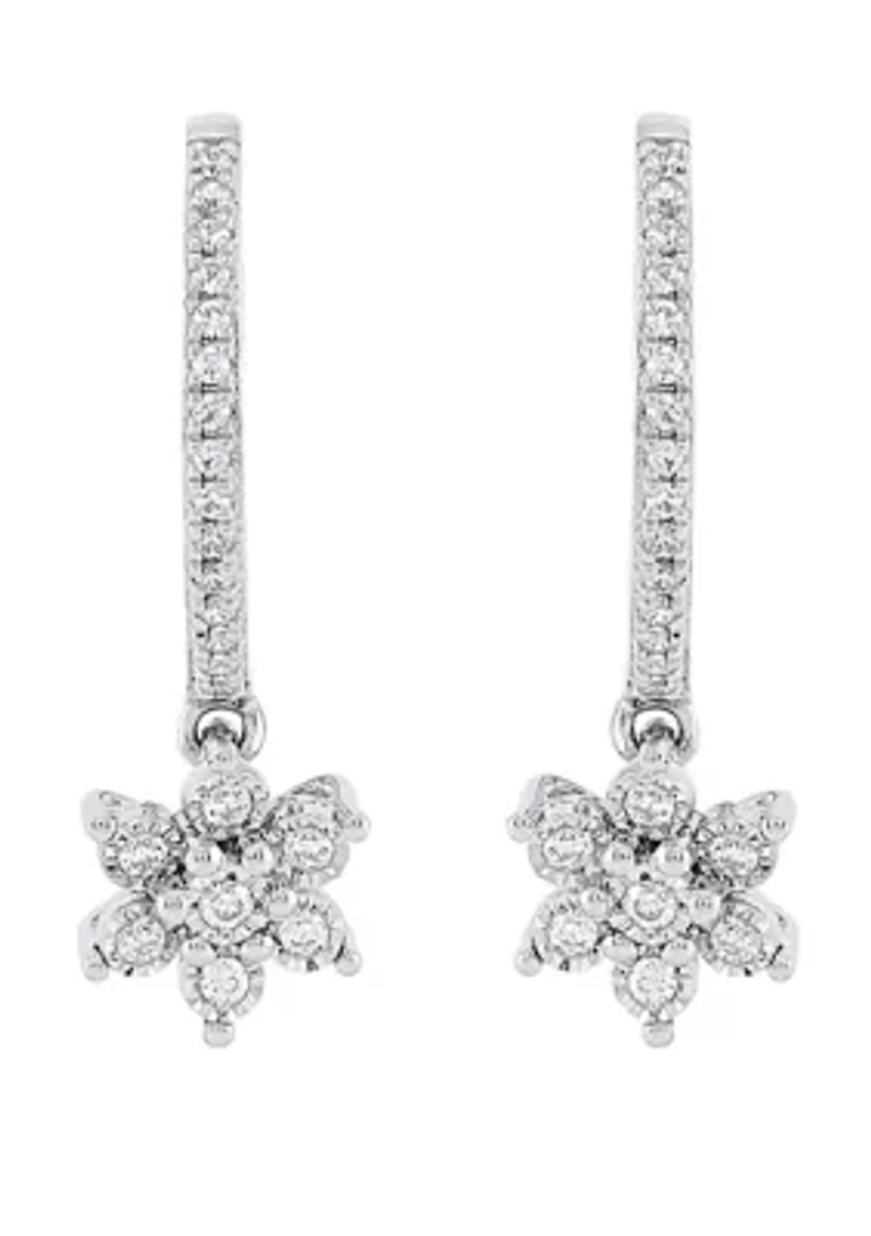  1/10 ct. t.w. Diamond Hoop Earrings in Sterling Silver 