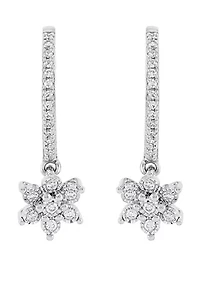  1/10 ct. t.w. Diamond Hoop Earrings in Sterling Silver 