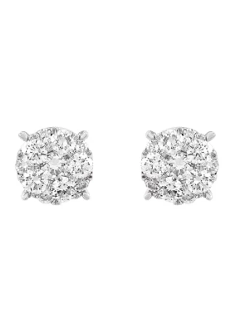 1/2 ct. t.w. Lab Grown Diamond Earrings in Sterling Silver and 3K White Gold