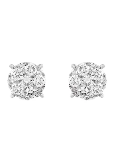 1/2 ct. t.w. Lab Grown Diamond Earrings in Sterling Silver and 3K White Gold