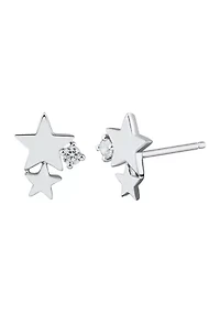 1/10 ct. t.w. Diamond Star Gold Plating Earrings in Sterling Silver