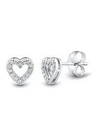 1/10 ct. t.w. Diamond Heart Earrings in 10K White Gold