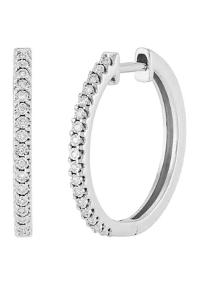 1/10 ct. t.w. Diamond Hoop Earrings in Sterling Silver