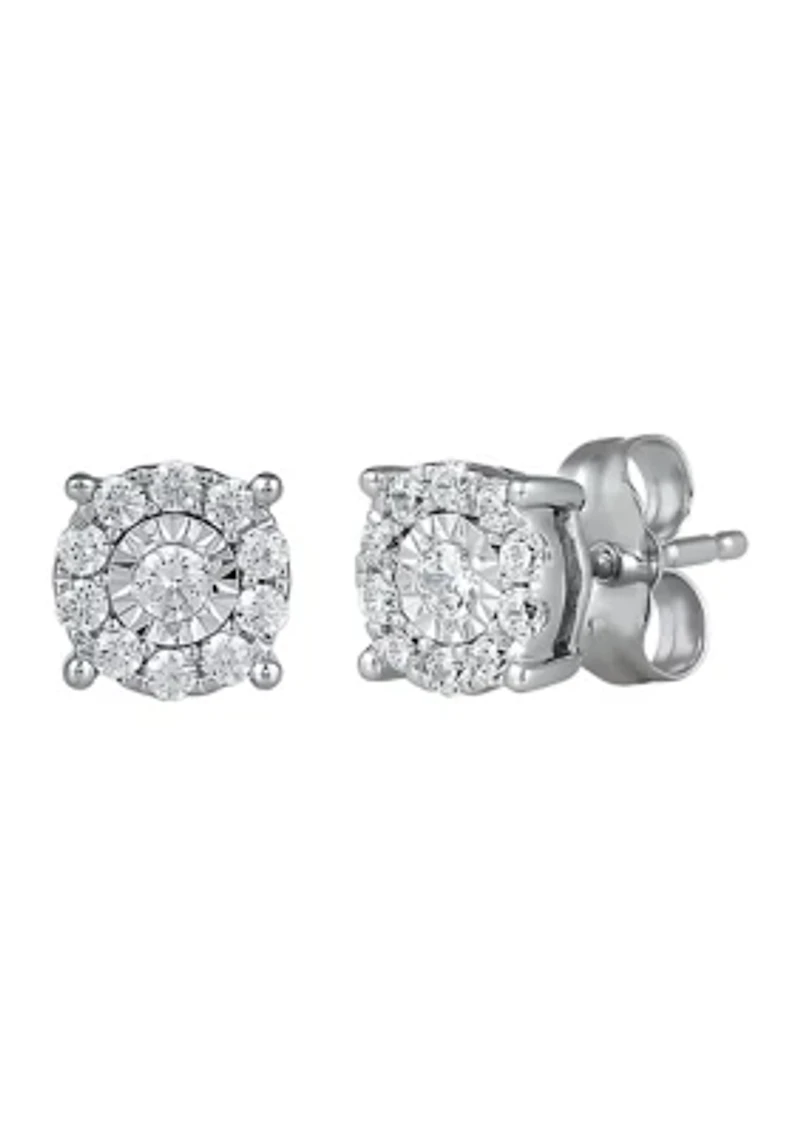 1/4 ct. t.w. Diamond Halo Stud Earrings in 14K White Gold