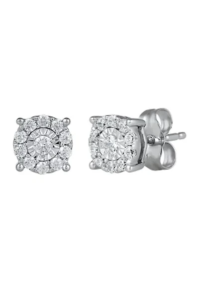 1/4 ct. t.w. Diamond Halo Stud Earrings in 14K White Gold