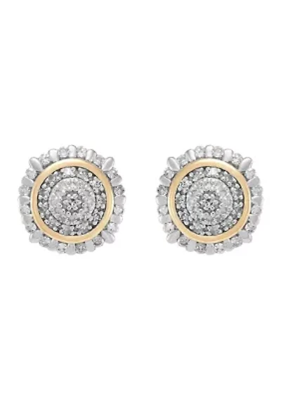 1/4 ct. t.w. Diamond Earrings in Sterling Silver and 10K Yellow Gold