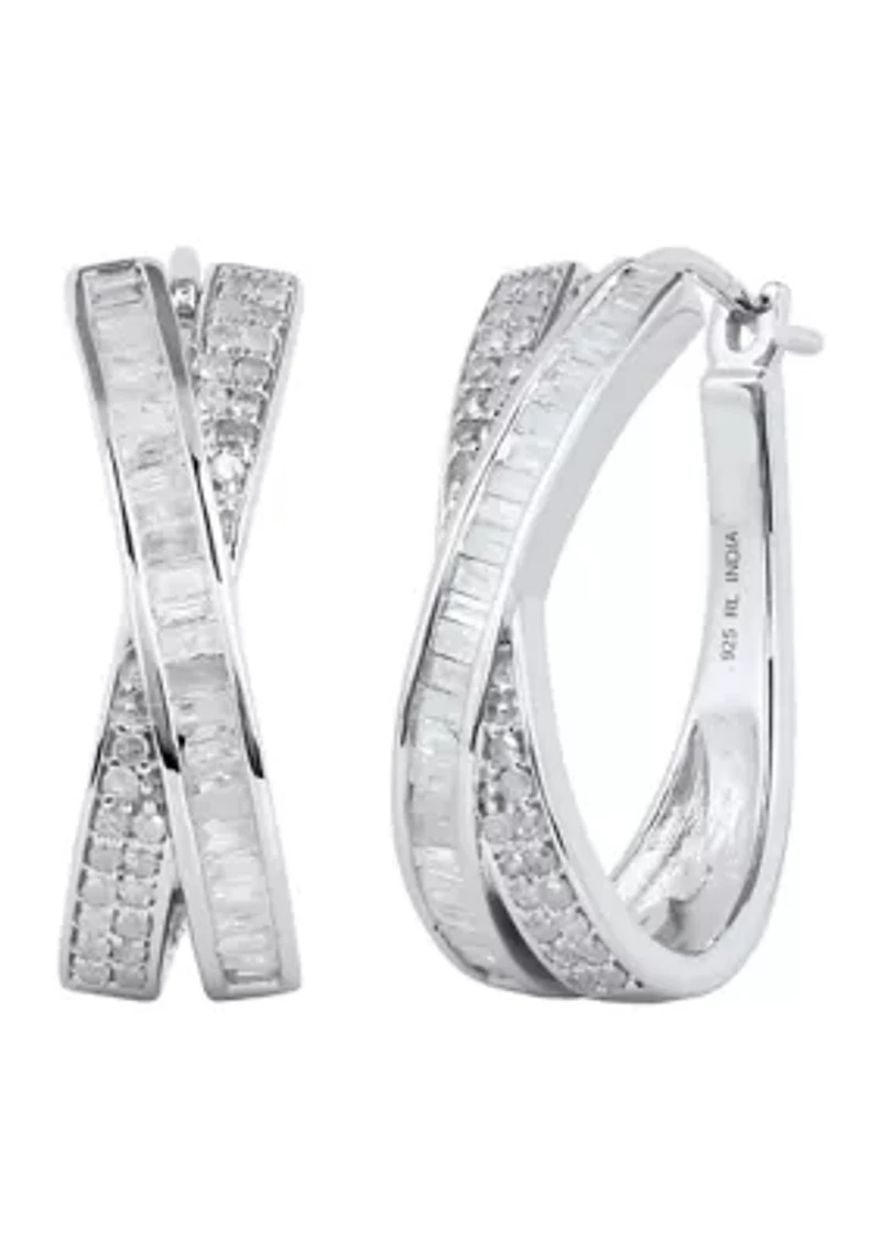  1 ct. t.w. Diamond  Hoop in Sterling Silver