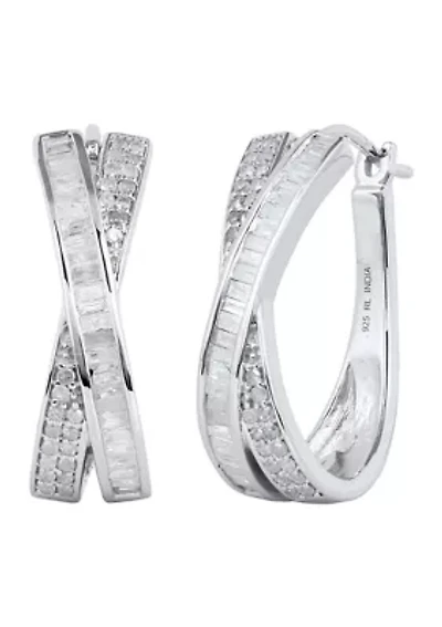  1 ct. t.w. Diamond  Hoop in Sterling Silver