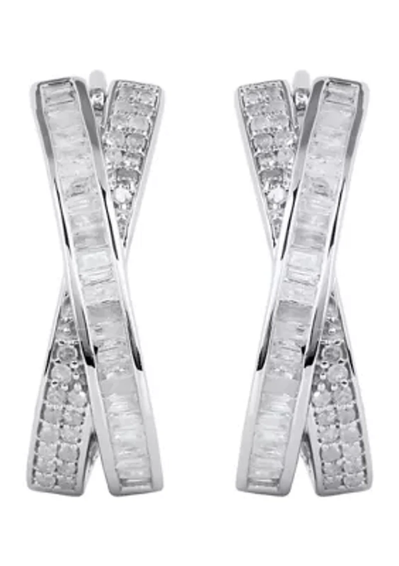 1 ct. t.w. Diamond  Hoop in Sterling Silver