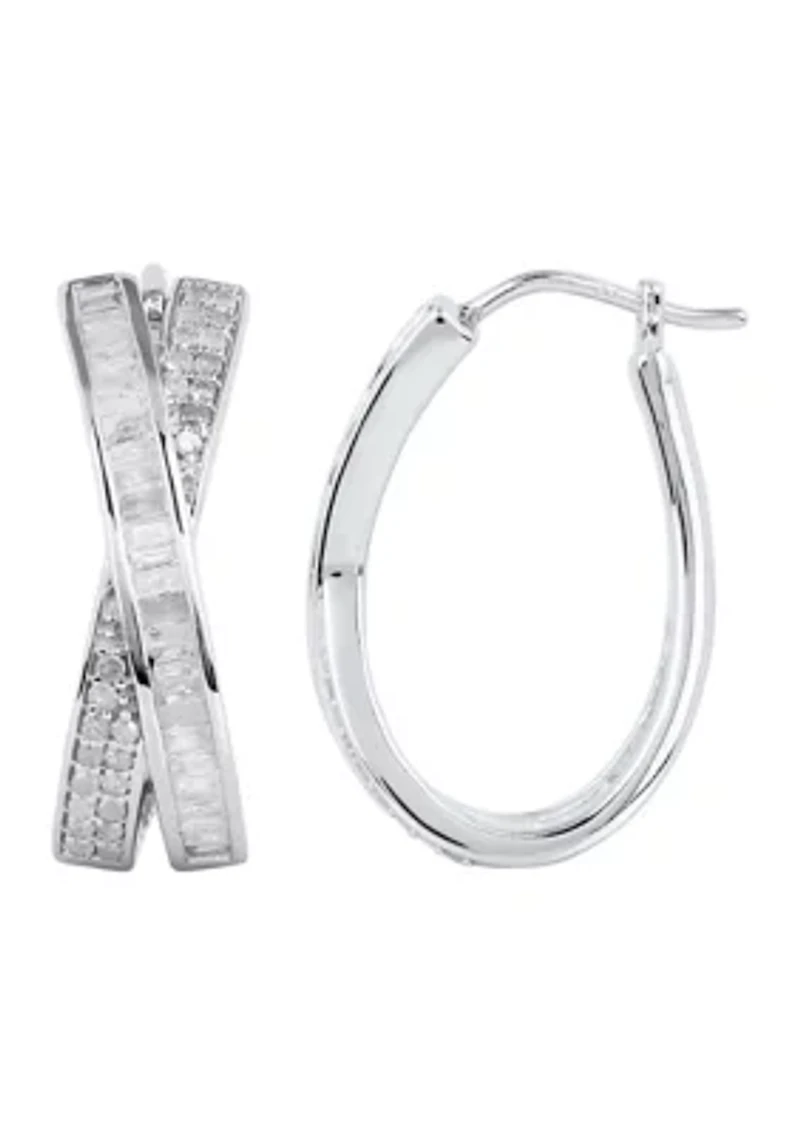  1 ct. t.w. Diamond  Hoop in Sterling Silver