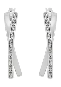 1/10 ct. t.w. Diamond Hoop Earrings in Sterling Silver and 3K White Gold