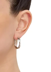 1/10 ct. t.w. Diamond Hoop Earrings in Sterling Silver and 3K White Gold