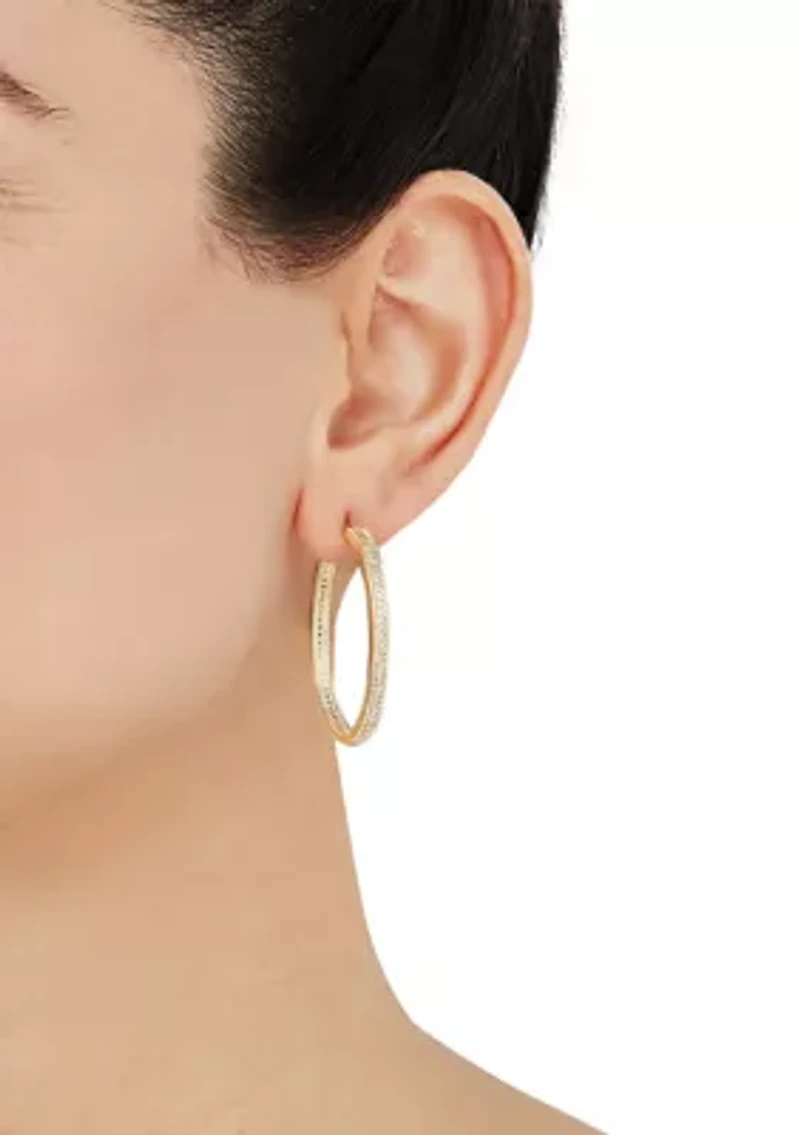 1/2 ct. t.w. Diamond Hoop Earrings in Sterling Silver 