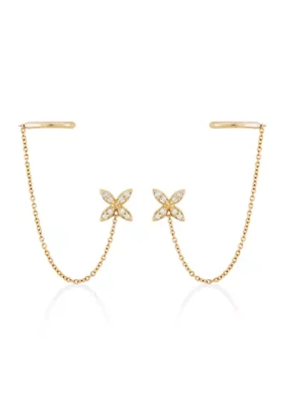 1/10 ct. t.w. Diamond Cuff  Earrings in 14K Yellow Gold