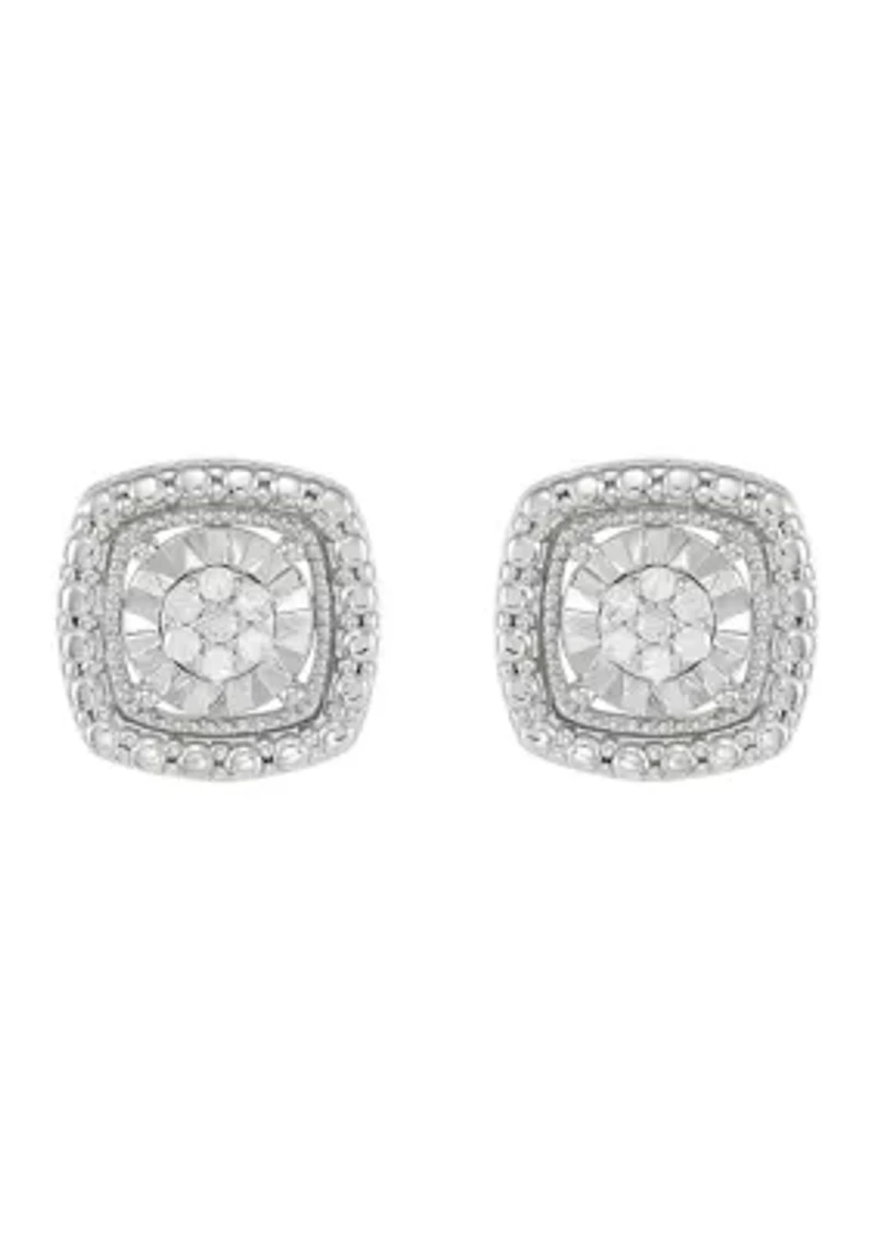 1/10 ct. t.w. Diamond Square Stud Earrings in Sterling Silver