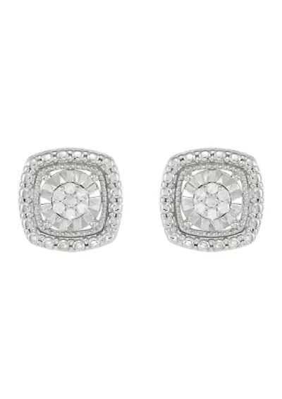 1/10 ct. t.w. Diamond Square Stud Earrings in Sterling Silver