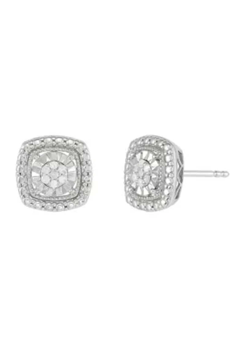 1/10 ct. t.w. Diamond Square Stud Earrings in Sterling Silver