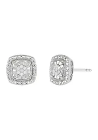 1/10 ct. t.w. Diamond Square Stud Earrings in Sterling Silver