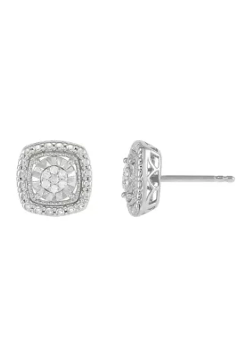 1/10 ct. t.w. Diamond Square Stud Earrings in Sterling Silver