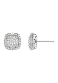 1/10 ct. t.w. Diamond Square Stud Earrings in Sterling Silver