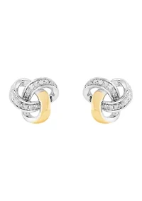 1/10 ct. t.w. Diamond Knot Stud Earrings in Sterling Silver and 10K Yellow Gold