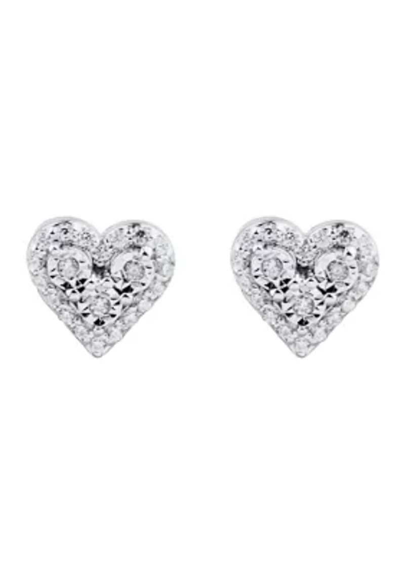 1/10 ct. t.w. Diamond Heart Stud Earrings in Sterling Silver