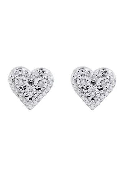 1/10 ct. t.w. Diamond Heart Stud Earrings in Sterling Silver