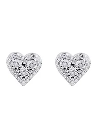 1/10 ct. t.w. Diamond Heart Stud Earrings in Sterling Silver