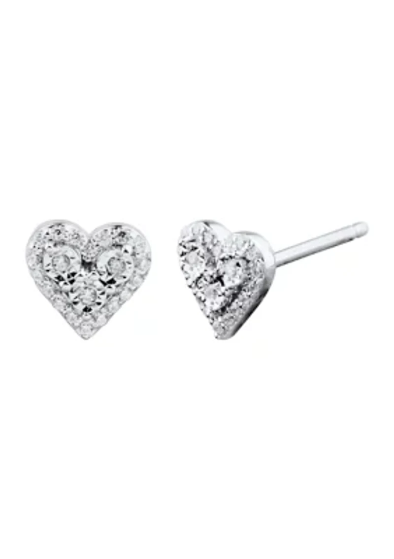 1/10 ct. t.w. Diamond Heart Stud Earrings in Sterling Silver