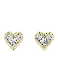 1/10 ct. t.w. Diamond Heart Earrings in Gold Over Sterling Silver