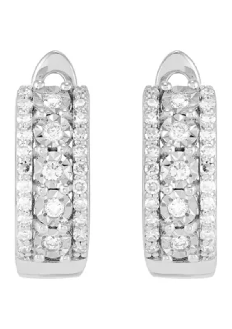 Lab Grown 1/3 ct. t.w. Diamond Huggie Hoop Earrings in Sterling Silver