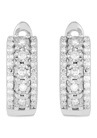 Lab Grown 1/3 ct. t.w. Diamond Huggie Hoop Earrings in Sterling Silver