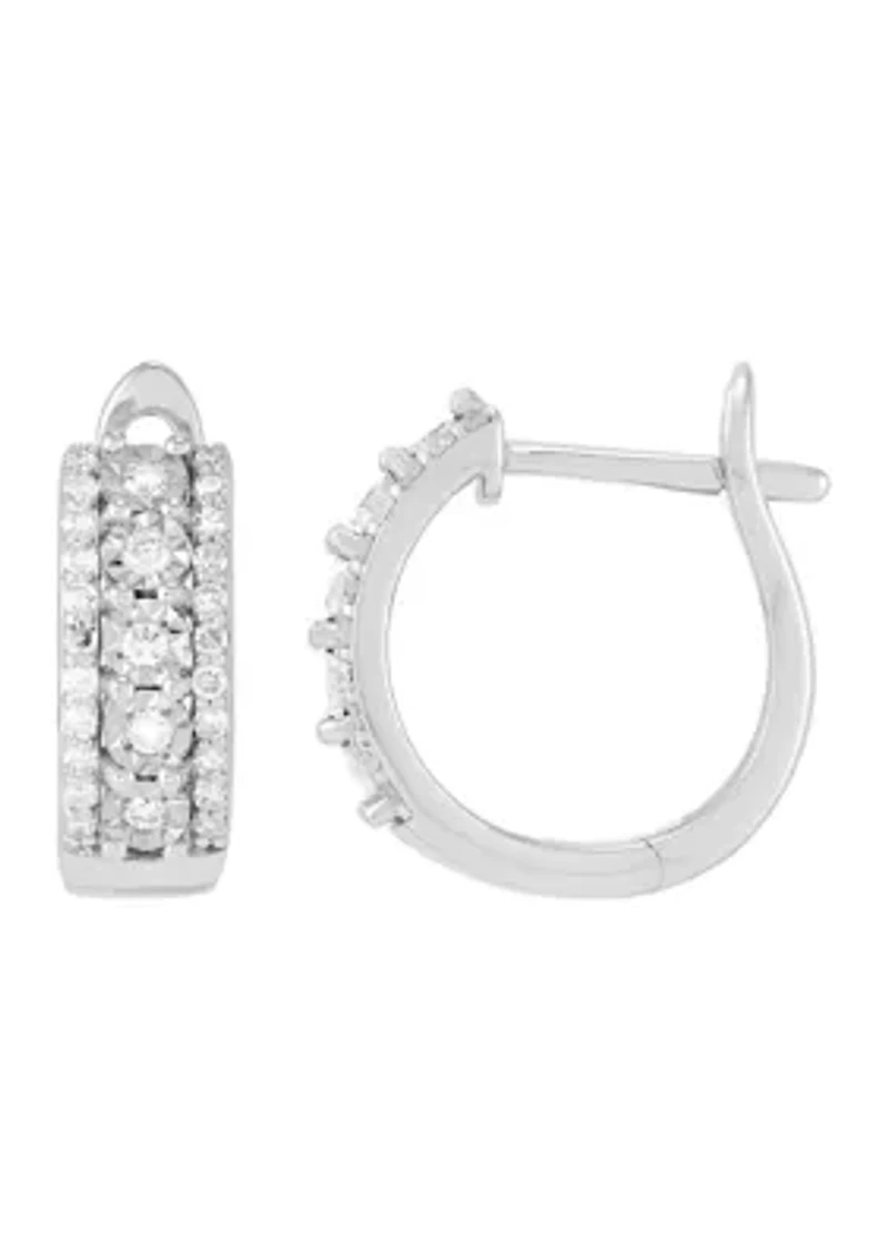 Lab Grown 1/3 ct. t.w. Diamond Huggie Hoop Earrings in Sterling Silver