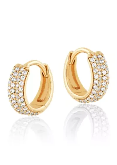 Diamond Hoop Earrings 14K Yellow Gold 