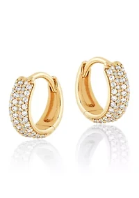 Diamond Hoop Earrings 14K Yellow Gold 
