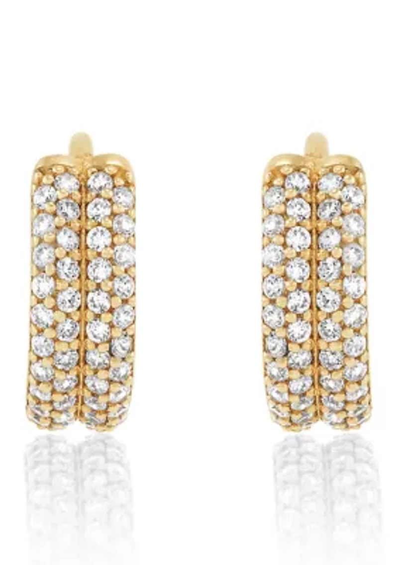 Diamond Hoop Earrings 14K Yellow Gold 