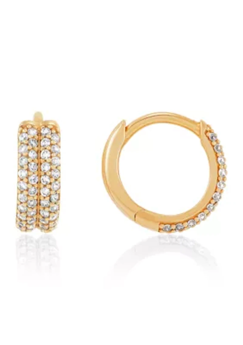 Diamond Hoop Earrings 14K Yellow Gold 
