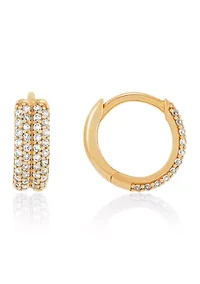 Diamond Hoop Earrings 14K Yellow Gold 