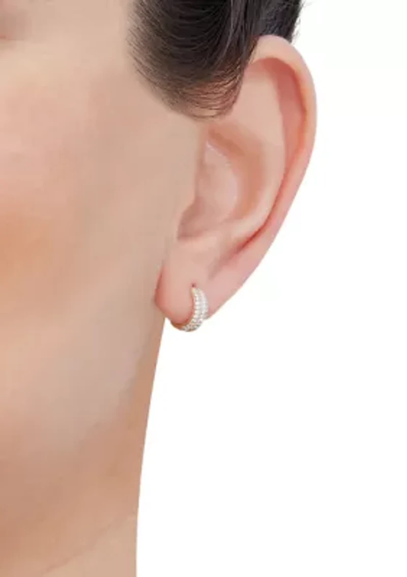 Diamond Hoop Earrings 14K Yellow Gold 