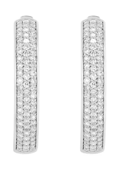 1 ct. t.w. Lab Grown Diamond Hoop Earrings in Sterling Silver