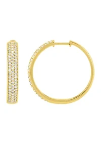 1 ct. t.w. Lab Grown Diamond Hoop Earrings in Sterling Silver