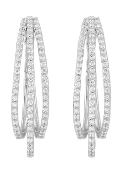 1 ct. t.w. Lab Grown Diamond Hoop Earrings in Sterling Silver