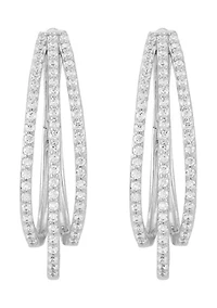 1 ct. t.w. Lab Grown Diamond Hoop Earrings in Sterling Silver