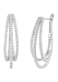 1 ct. t.w. Lab Grown Diamond Hoop Earrings in Sterling Silver